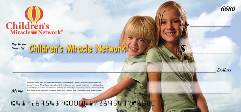 CMN display check featuring Jodelyn and Scotlyn Belew, 2008